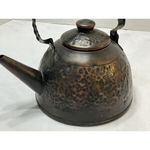 Vintage Hammered Copper Kettle Wood Handle Antique Rustic Tea Pot